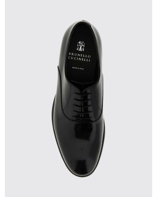 Brunello Cucinelli White Elegant Patent Leather Oxford Shoes for men