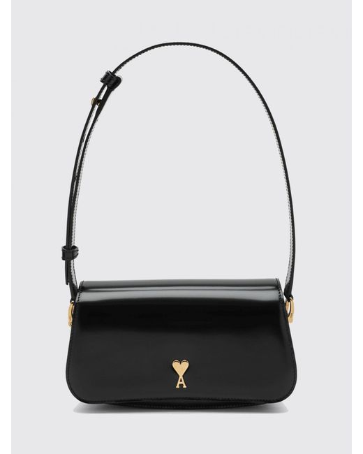AMI Black Mini Brushed Leather Bag