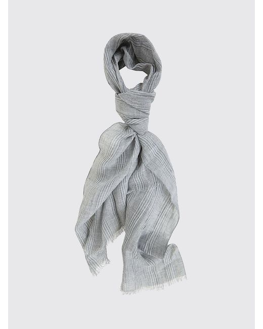 Bufanda De Lana Virgen A Rayas Brunello Cucinelli de color Gray