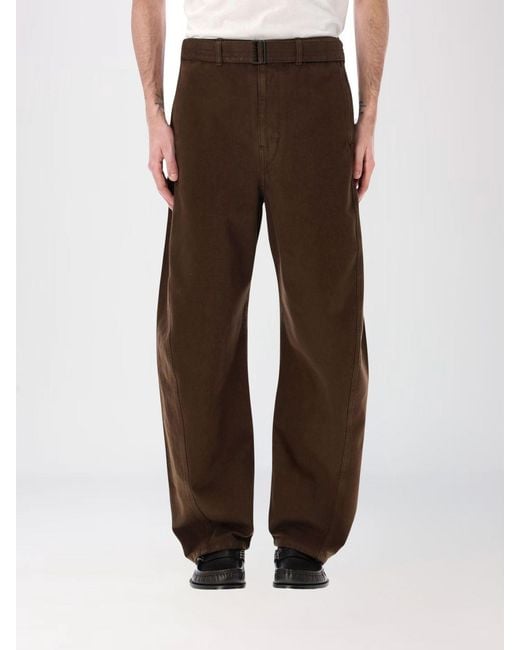 Lemaire Brown Cotton Wide Leg Trousers for men