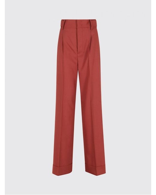 Alberta Ferretti Red Crepe Palazzo Trousers