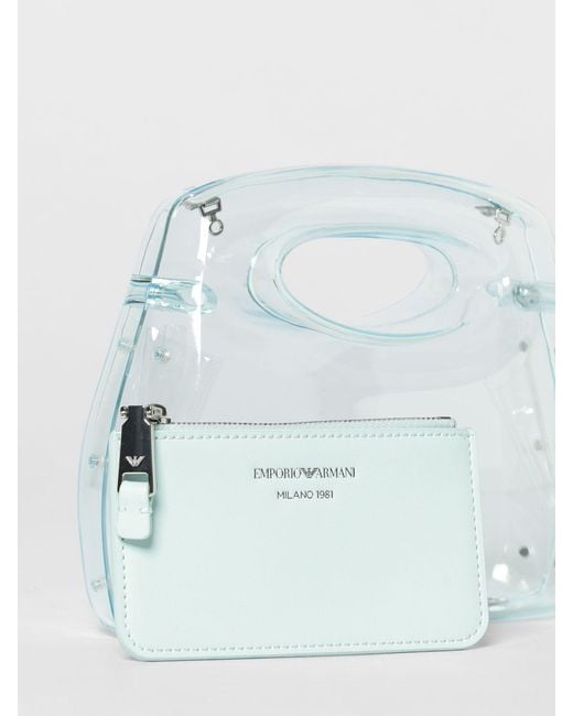Emporio Armani Blue Transparent Pvc Mini Handbag With Removable Pouch