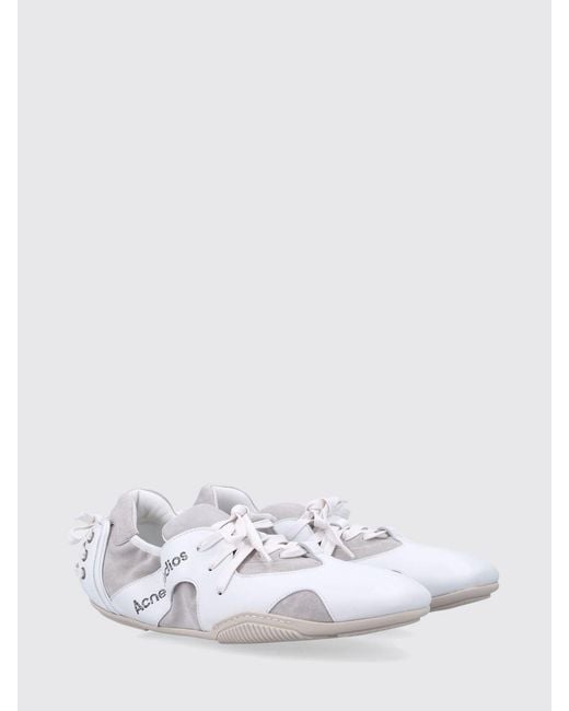 Acne White Leather Sneakers for men