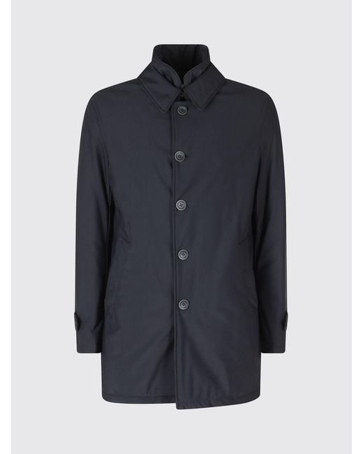 Herno Blue Slim Fit Water-Repellent Padded Technical Fabric Trench Coat for men
