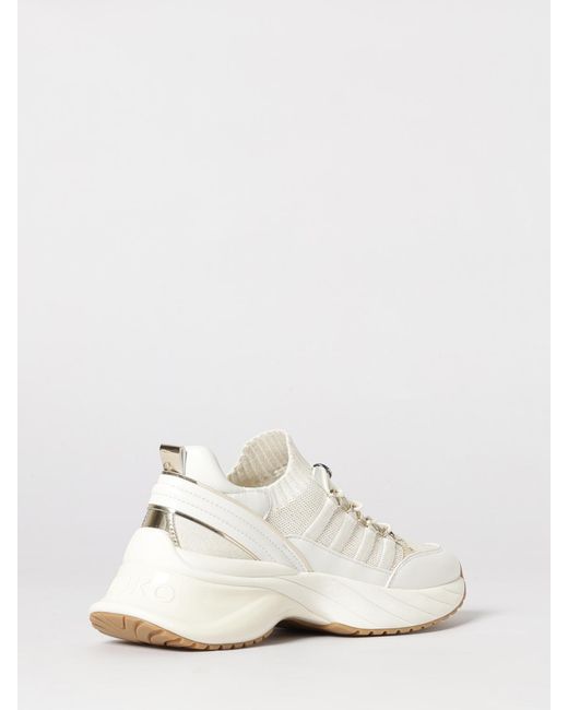 Pinko White Ariel 34 Knit And Leather Sneakers