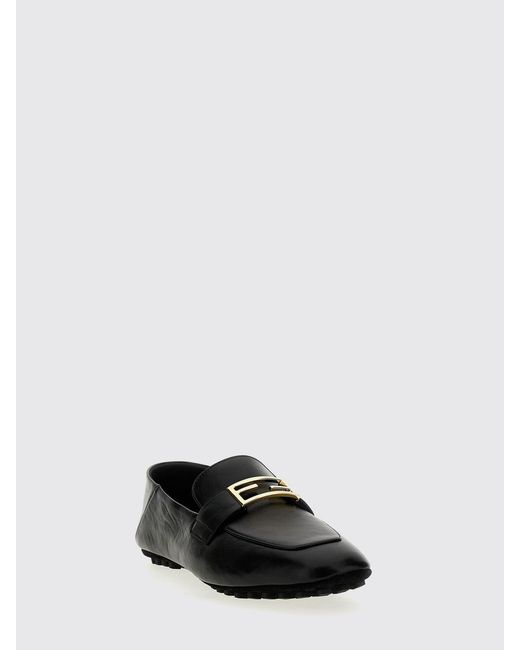 Fendi White Baguette Leather Loafers