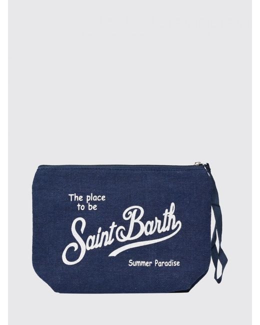 Mc2 Saint Barth Blue Aline Striped Linen Pochette