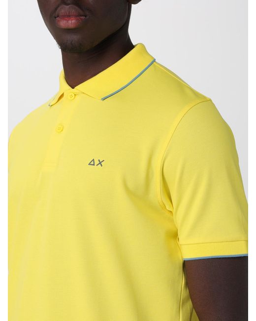 Sun 68 Yellow Cotton Polo Shirt for men