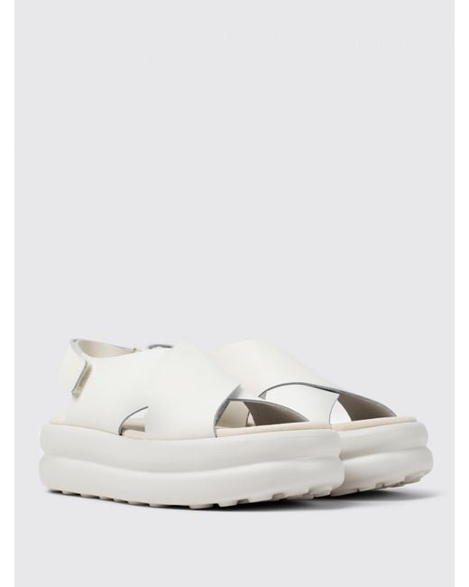 Camper White Flat Sandals