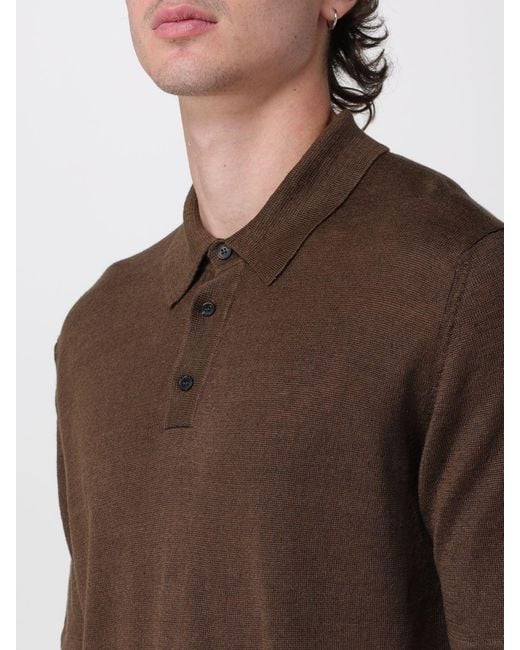 Roberto Collina Brown Linen Polo Shirt for men