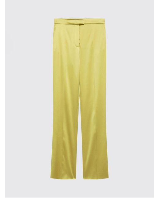Valentino Yellow Stretch Silk Tailored Trousers