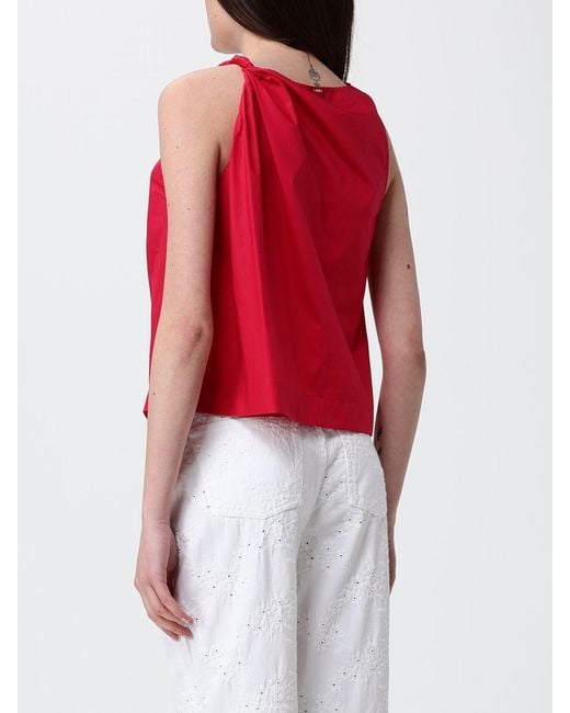 Twinset Red Stretch Cotton Sleeveless Top