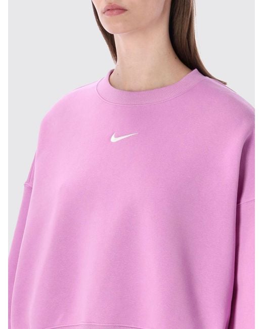 Nike Pink Cotton Crewneck Sweatshirt With Logo