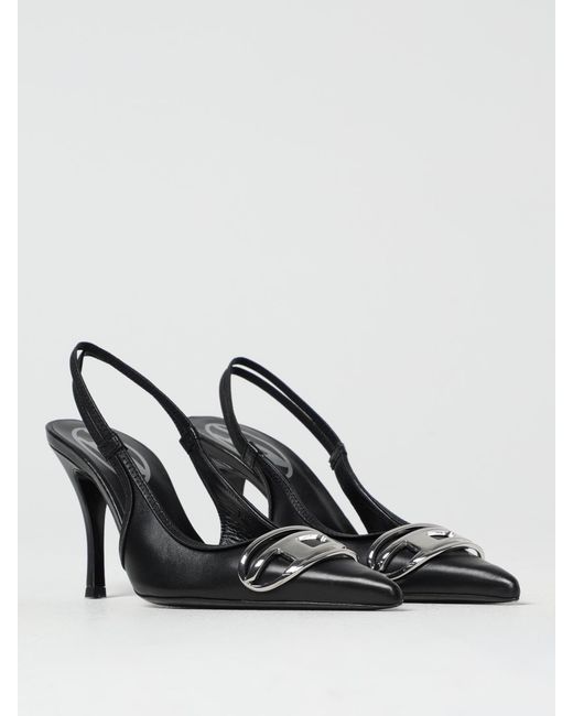 DIESEL Black D-Venus Sb Leather Slingback Pumps