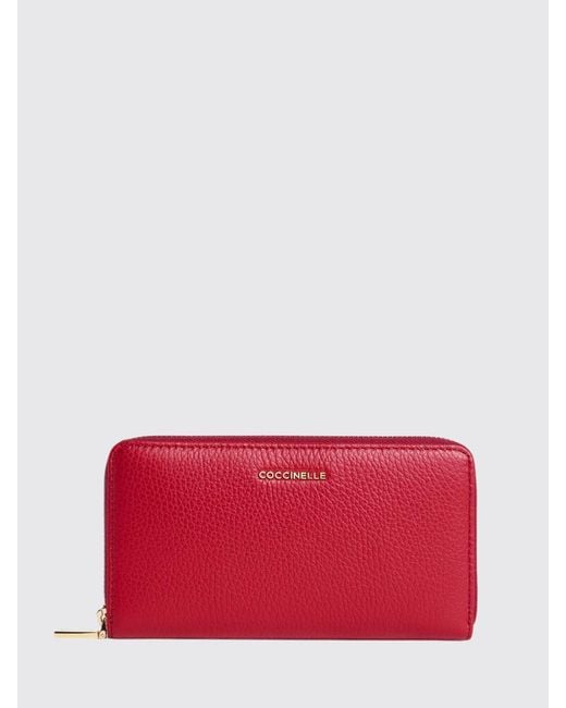 Coccinelle Red Metallic Soft Grained Leather Wallet