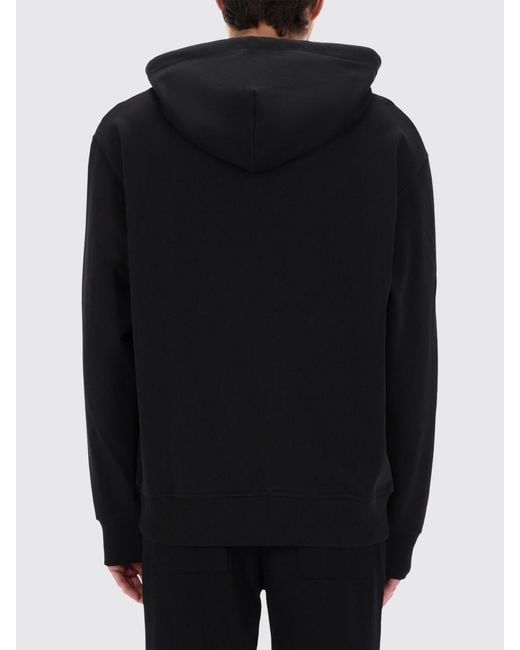Versace Jeans Couture Black Cotton Hoodie With Logo And Side Bands for men