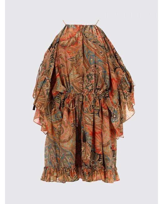 Etro Natural Cotton Mini Dress With Paisley Print