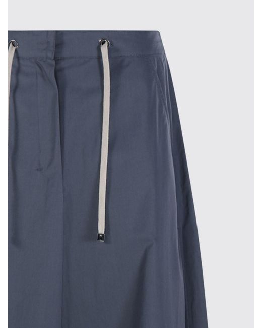 Max Mara Blue Cotton Cropped Trousers