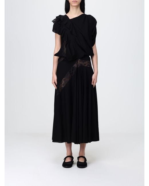 Junya Watanabe Black Asymmetric Crêpe And Lace Dress
