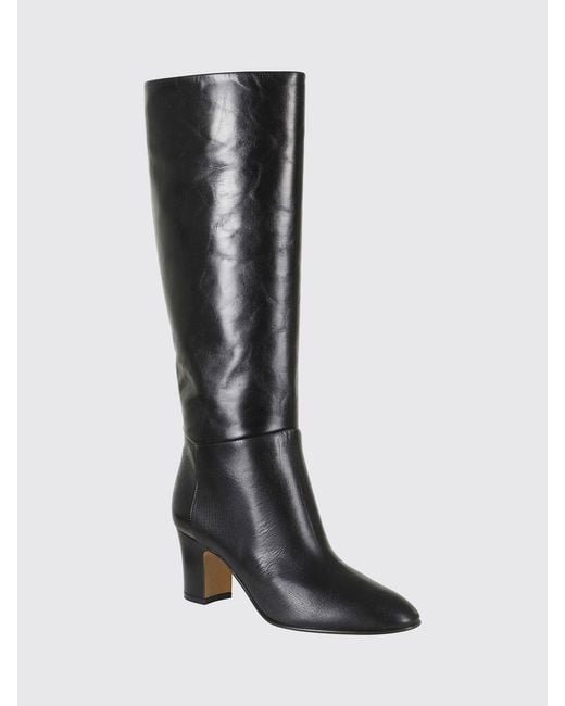 Alberta Ferretti Black Smooth Leather Knee-High Boots With Mid Heel