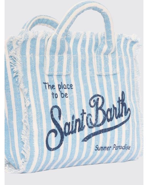 Mc2 Saint Barth Blue Striped Linen Vanity Bag