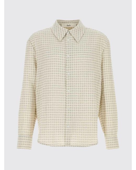 Séfr Natural Checked Cotton Blend Shirt for men
