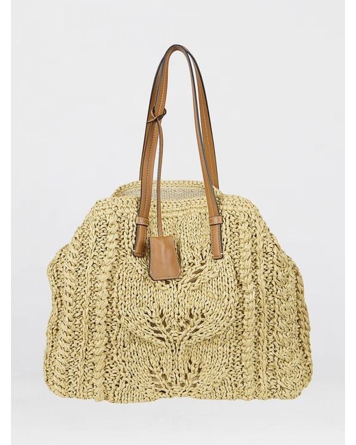 Ermanno Scervino Natural Crocheted Raffia Shoulder Bag
