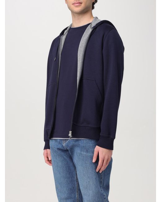 Brunello Cucinelli Blue Cotton Hoodie for men