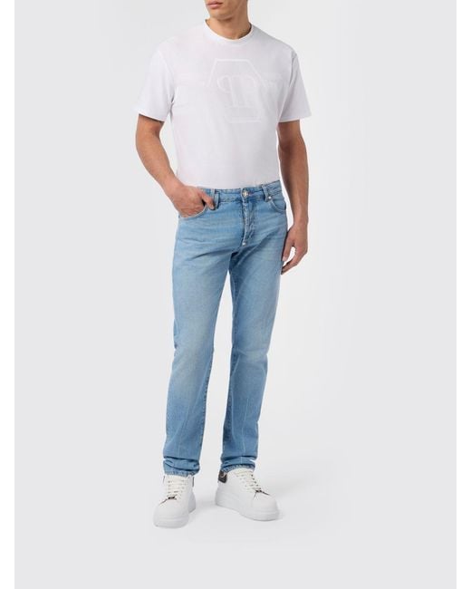 Philipp Plein Blue Cotton Slim Fit Jeans for men