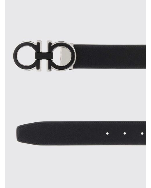 Ferragamo White Gancini Reversible Leather Belt for men