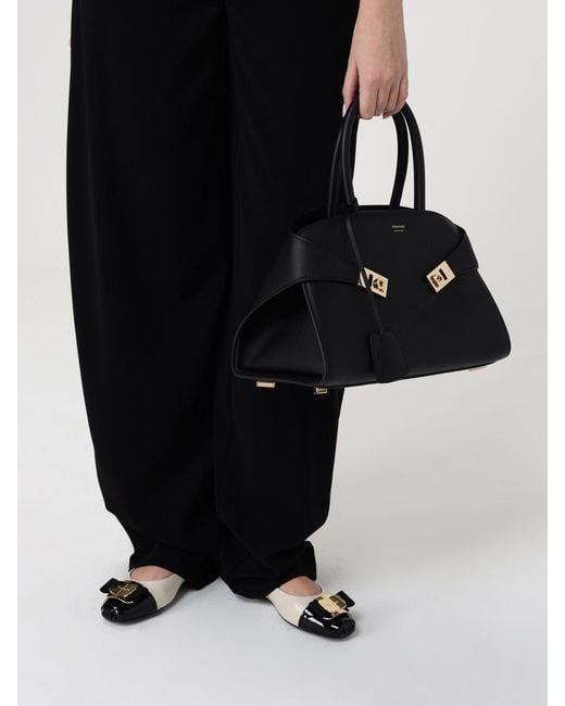 Ferragamo Black Hug M Leather Bag