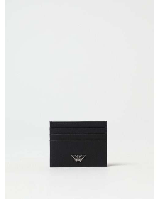 Emporio Armani White Saffiano Faux Leather Credit Card Holder for men