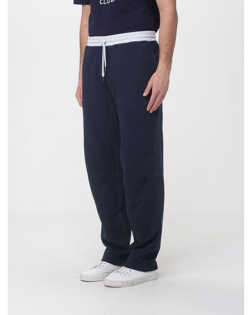 Brunello Cucinelli Blue Cotton And Linen Jogging Pants for men