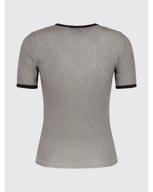 Courreges Gray Courr&Egrave	Ges Cotton T-Shirt With Houndstooth Motif