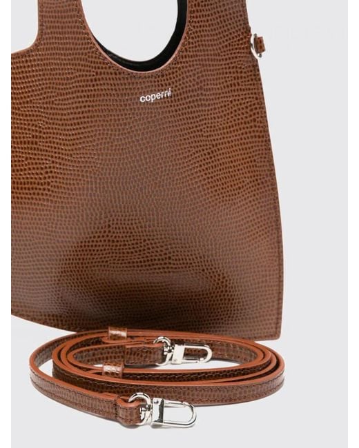 Coperni Brown Heart Lizard Print Leather Bag