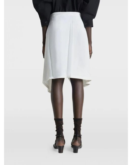 Lemaire White Asymmetric Viscose Skirt