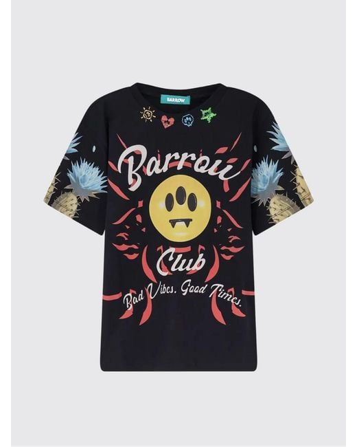 Barrow Black Printed Cotton T-Shirt for men