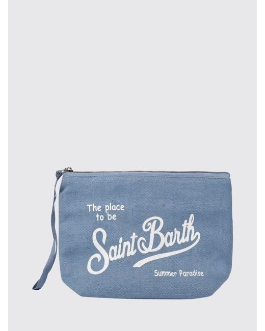 Mc2 Saint Barth Blue Aline Striped Linen Pochette
