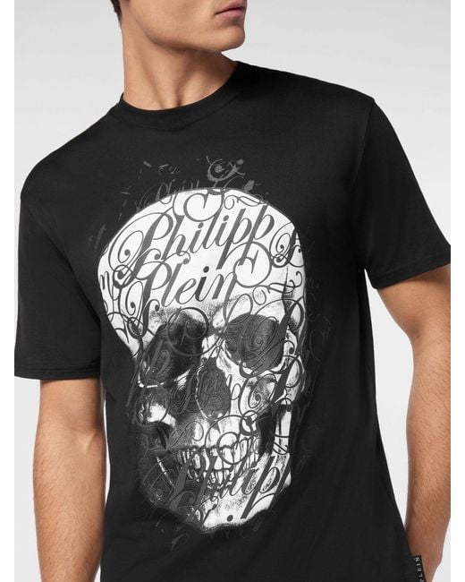Philipp Plein Black Skull Cotton T-Shirt for men
