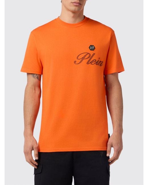 Philipp Plein Orange Cotton T-Shirt With Logo for men