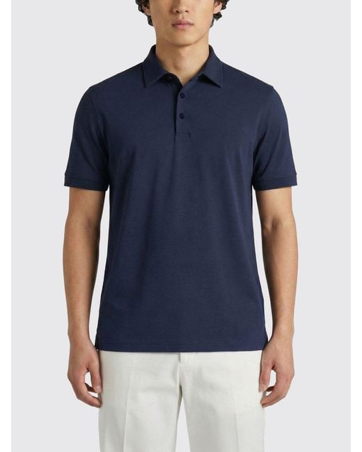 Zanone Blue Basic Cotton Polo Shirt for men