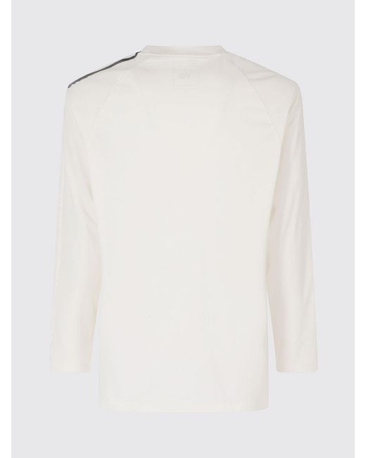 Y-3 White Long-Sleeved Cotton T-Shirt With Relaxed Fit And Crew Neck for men