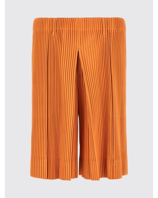 Homme Plissé Issey Miyake Orange Homme Plissé Issey Miyake Knee-Length Pleated Crêpe Chino Shorts for men