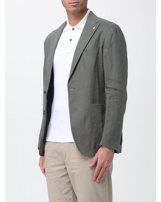 Manuel Ritz Gray Single Breasted Linen Blazer for men