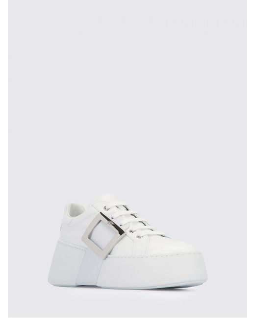Roger Vivier White Viv' Skate Leather Sneakers