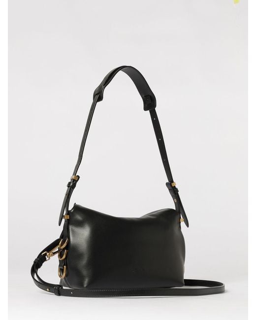 Pinko Black Small Leather Saddle Bag