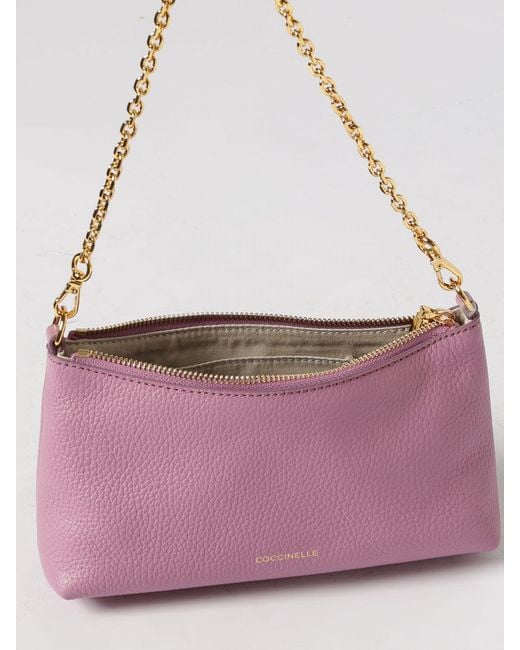 Coccinelle Pink Aura Hammered Leather Bag