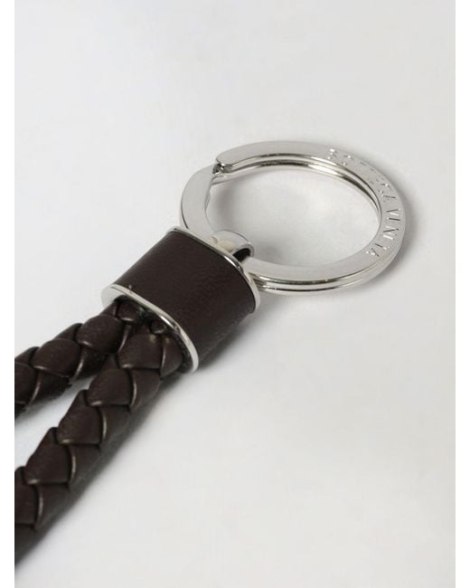Bottega Veneta Natural Woven Leather And Brass Keychain for men