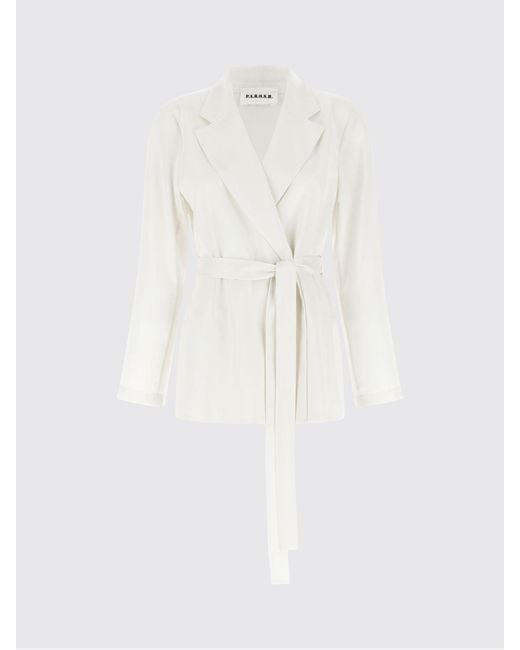 P.A.R.O.S.H. Natural Short Robe-Style P.A.R.O.S.H. Blazer With A Tie-Waist Belt And Lapels