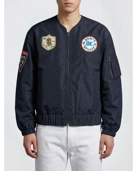 KENZO Blue Nylon Bomber Jacket With Patch for men